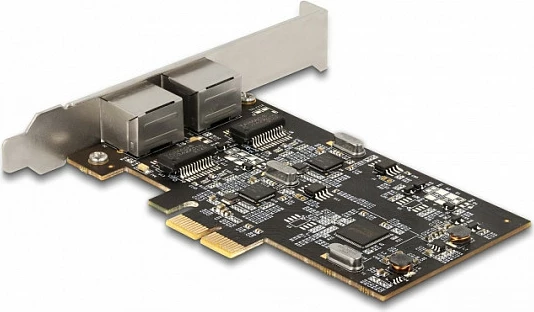 Kartelë rrjeti DeLOCK PCIe x2, 2x RJ45 2.5GbE, Intel I225-V, Low-Profile, çelik inox