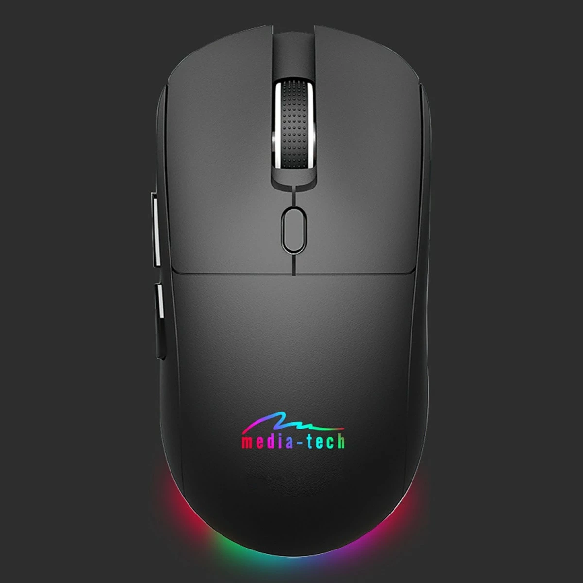 Maus pa kabllo Media-Tech MT1124 2-në-1 BT 5.0/RF 2.4GHz 1200-3200 DPI USB-C i rikarikueshëm ndriçim RGB, e zezë