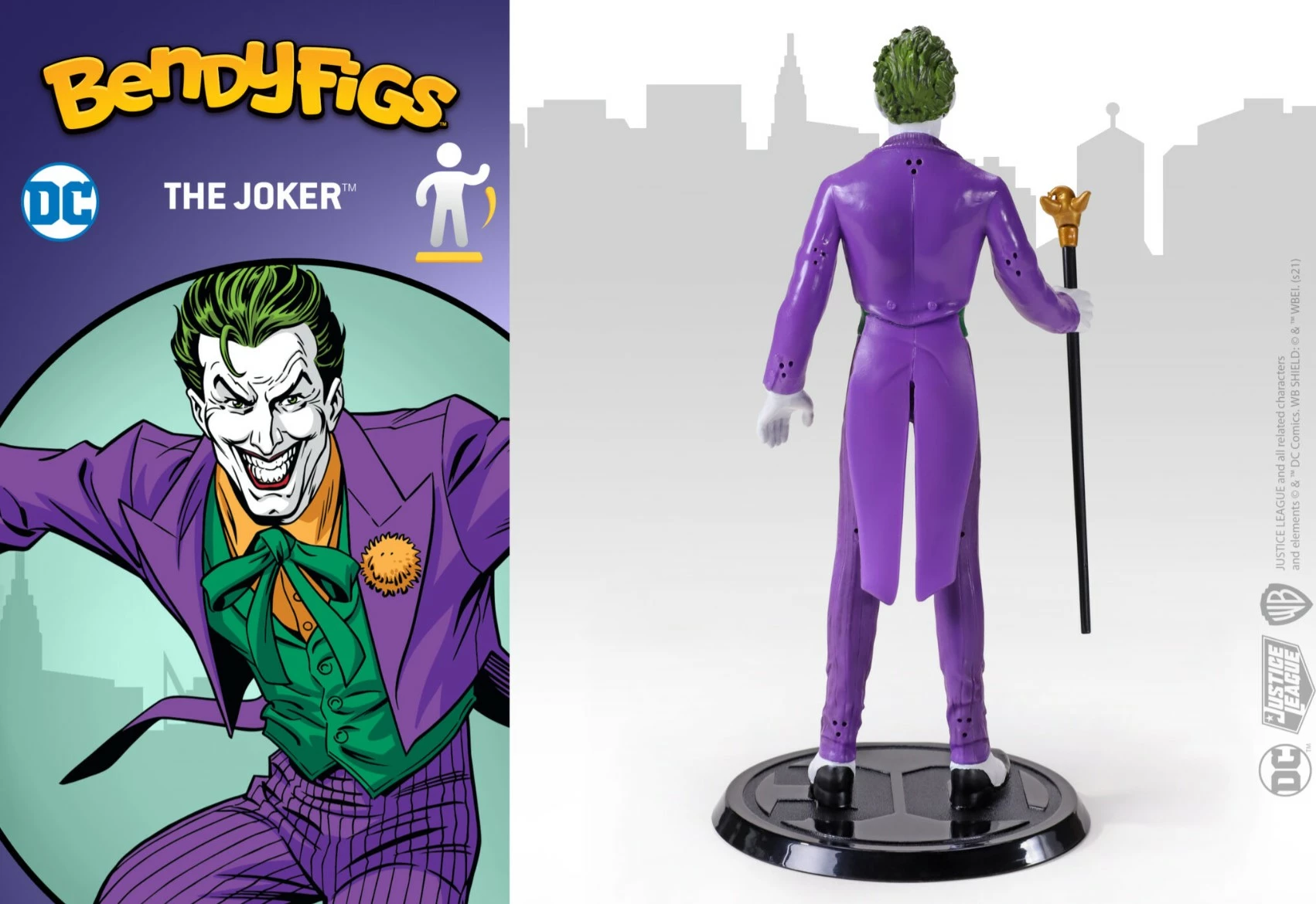 Figurinë e përkulshme Noble Collection Bendyfigs DC Batman (Comic) The Joker 18 cm, me bazë