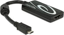 Adapter MHL 3.0 DeLOCK 4043619656431, 4K UHD 3840x2160, micro USB në HDMI, i zi