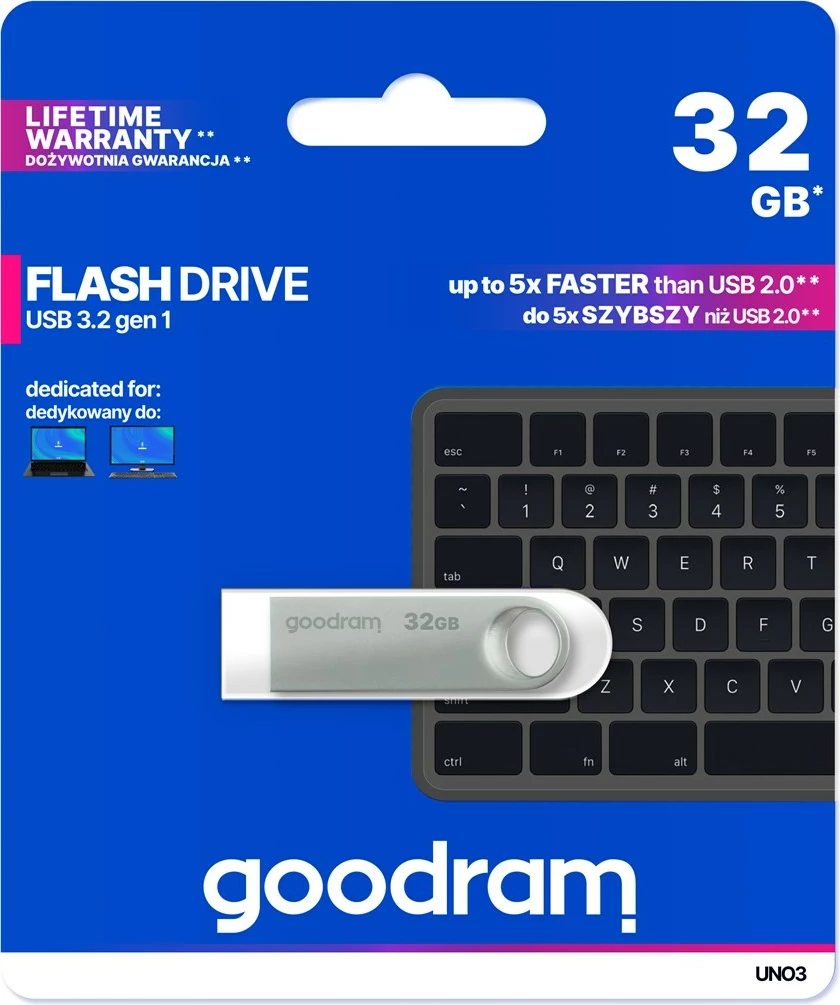 USB Flash GoodRam UNO3-0320S0R11, 32 GB, USB Type-A 3.2 Gen 1, Argjendtë