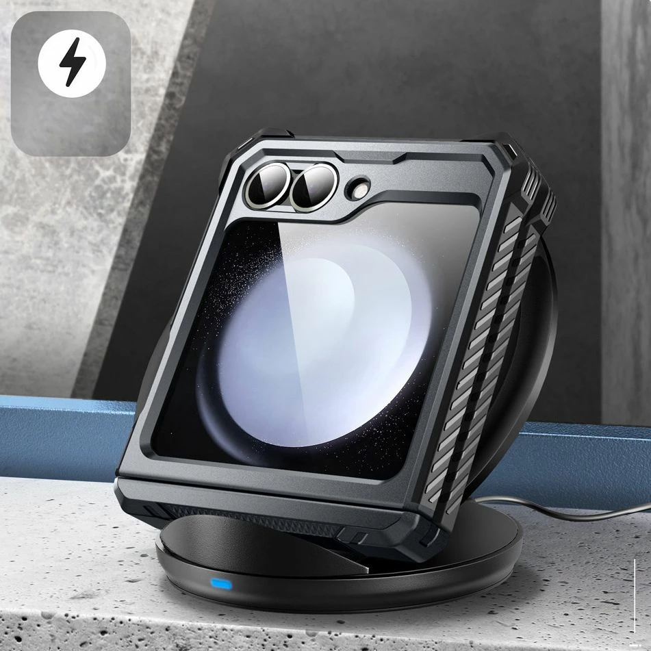 Mbështjellës Supcase ArmorBox për Samsung Galaxy Z Flip 6, i zi, me klip rripi