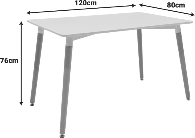 Set tavoline me 4 karrige Natali-Noor, MDF, ngjyrë gri-e bardhë, këmbë natyrale, 120x80x76cm