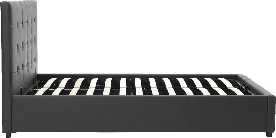 Krevat dopio Roi PU me hapësirë ruajtjeje, ngjyrë e zezë mat, 160x200