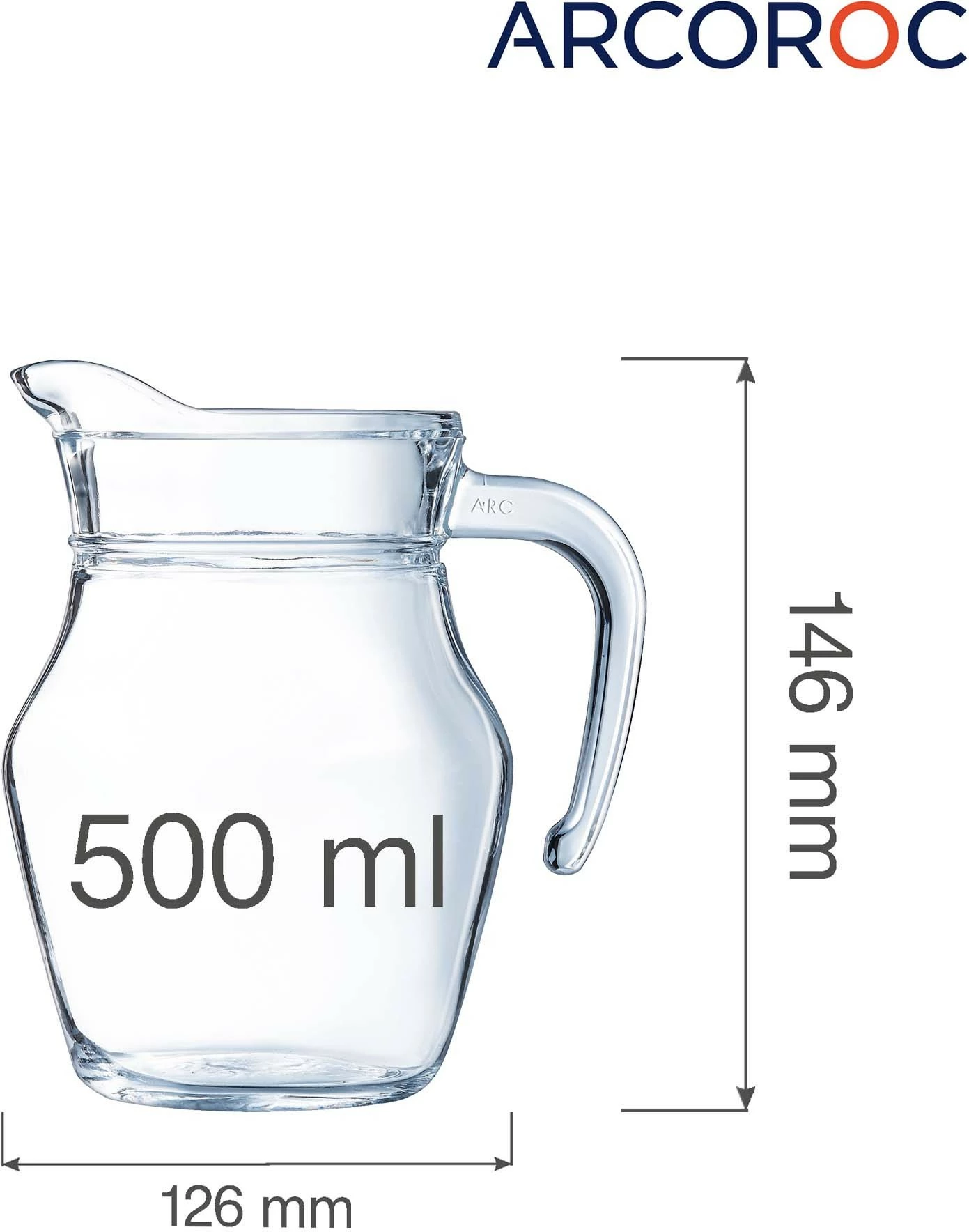 Bokall qelqi Arcoroc ARC 500 ml, transparent, set 6 copë