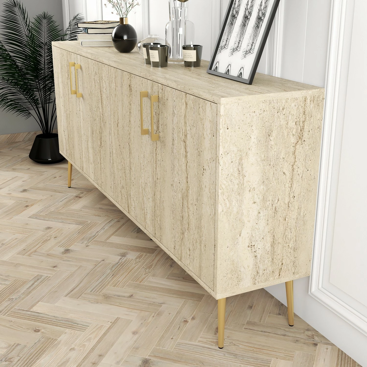 Konsolë Hanah Home, Kiev, ngjyrë travertine