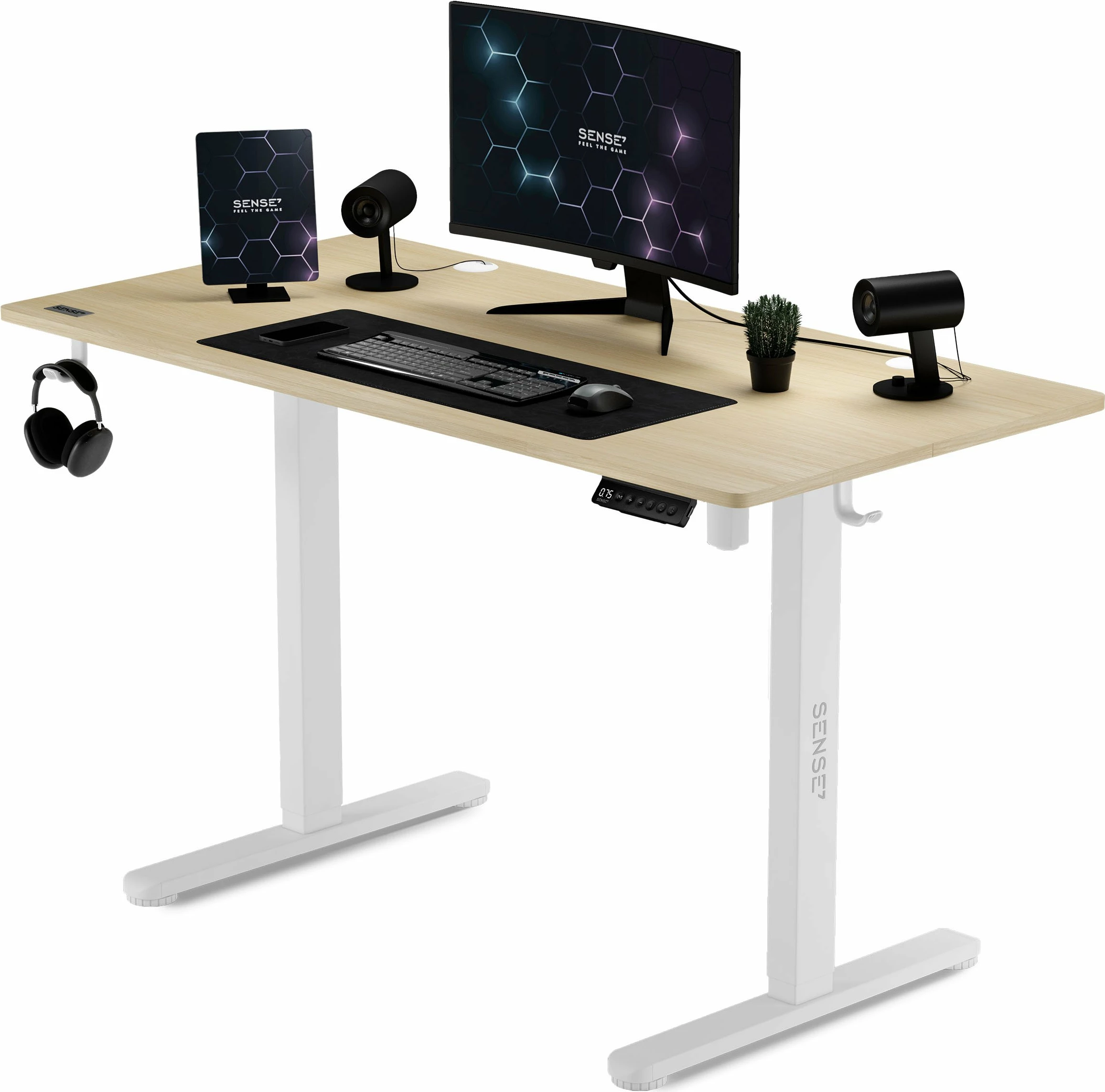 Tavolinë elektrike SENSE7 NOJO 120x60 cm, pishë/e bardhë