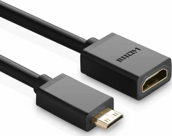 Adapter AV Ugreen HDMI Mini në HDMI UGR307BLK, 24.3 cm, 4K@60Hz, 10Gb/s, i zi
