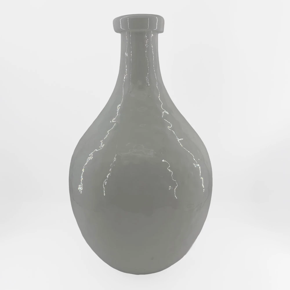 Vazo FLACON prej qelqi, e bardhë, 27.5x27.5x46cm