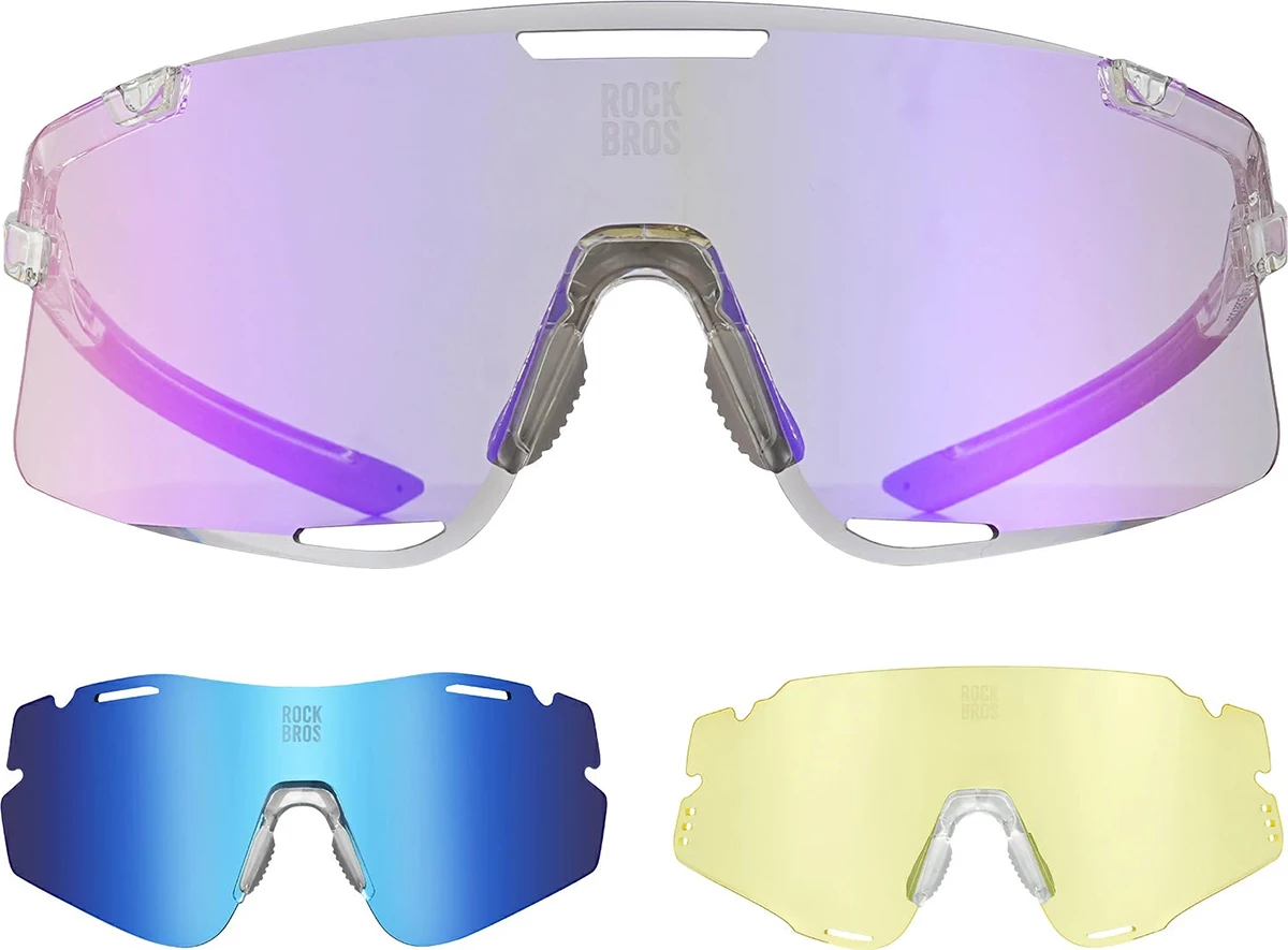 Syze çiklizmi Rockbros SP338 ROAD TO SKY, 3 lente të ndërrueshme, UV400, me insert për dioptri, transparent (set)