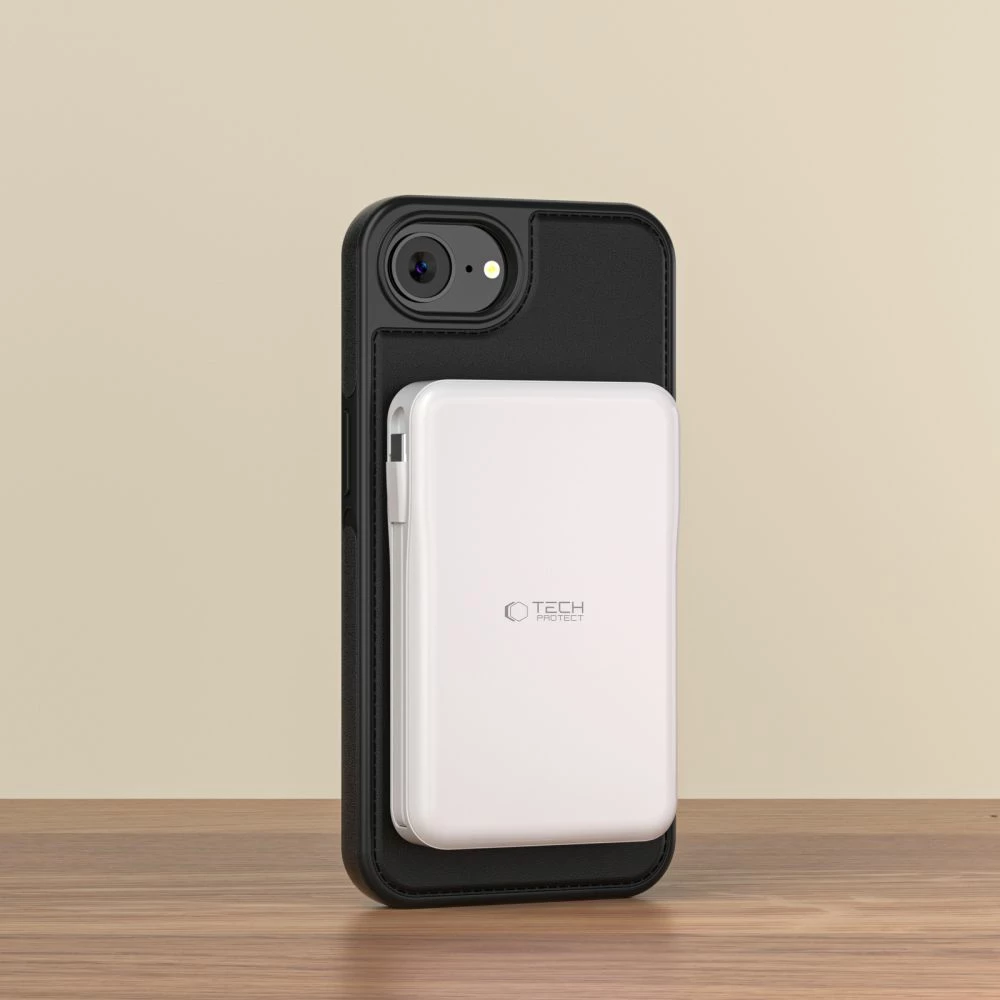 Mbështjellës Tech-Protect Wallet MagSafe për iPhone 16e, i zi, me vend për kartela