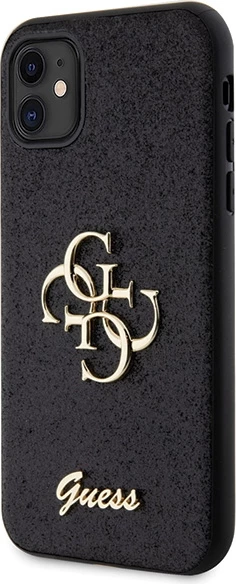 Mbështjellës Guess GUHCN61HG4SGK për iPhone 11/XR, Glitter Script Big 4G, i zi