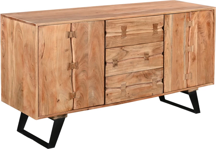 Bufe Leontina, dru akacie i fortë, këmbë metalike të zeza, 150x45x86cm