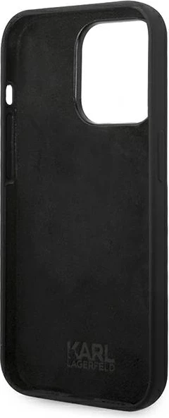 Mbështjellës Karl Lagerfeld KLHCP14XSLCTBK për iPhone 14 Pro Max, silikon, Choupette, zi