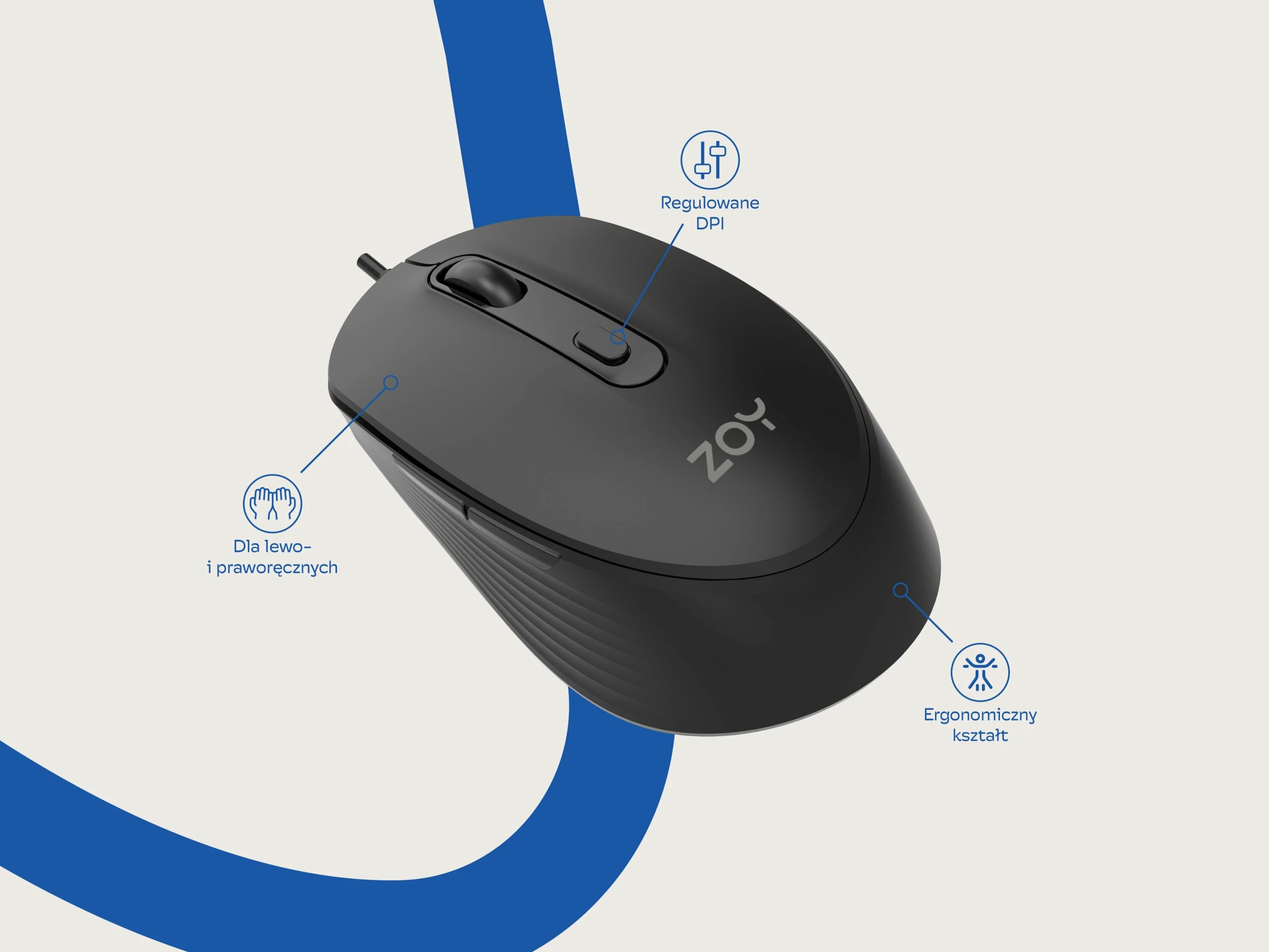 Maus ZOY ZMS08 me kabllo USB, 6 butona, DPI e rregullueshme, e zezë