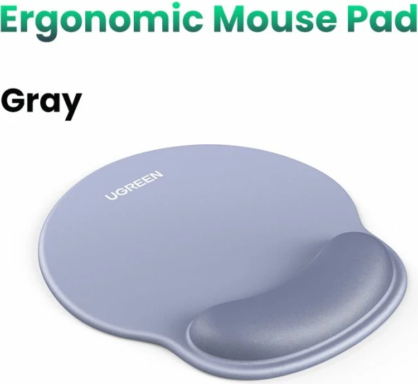Mauspad ergonomik UGREEN 25244, memory foam, me mbështetje të kyçit, 220 x 245 mm, gri-kaltër