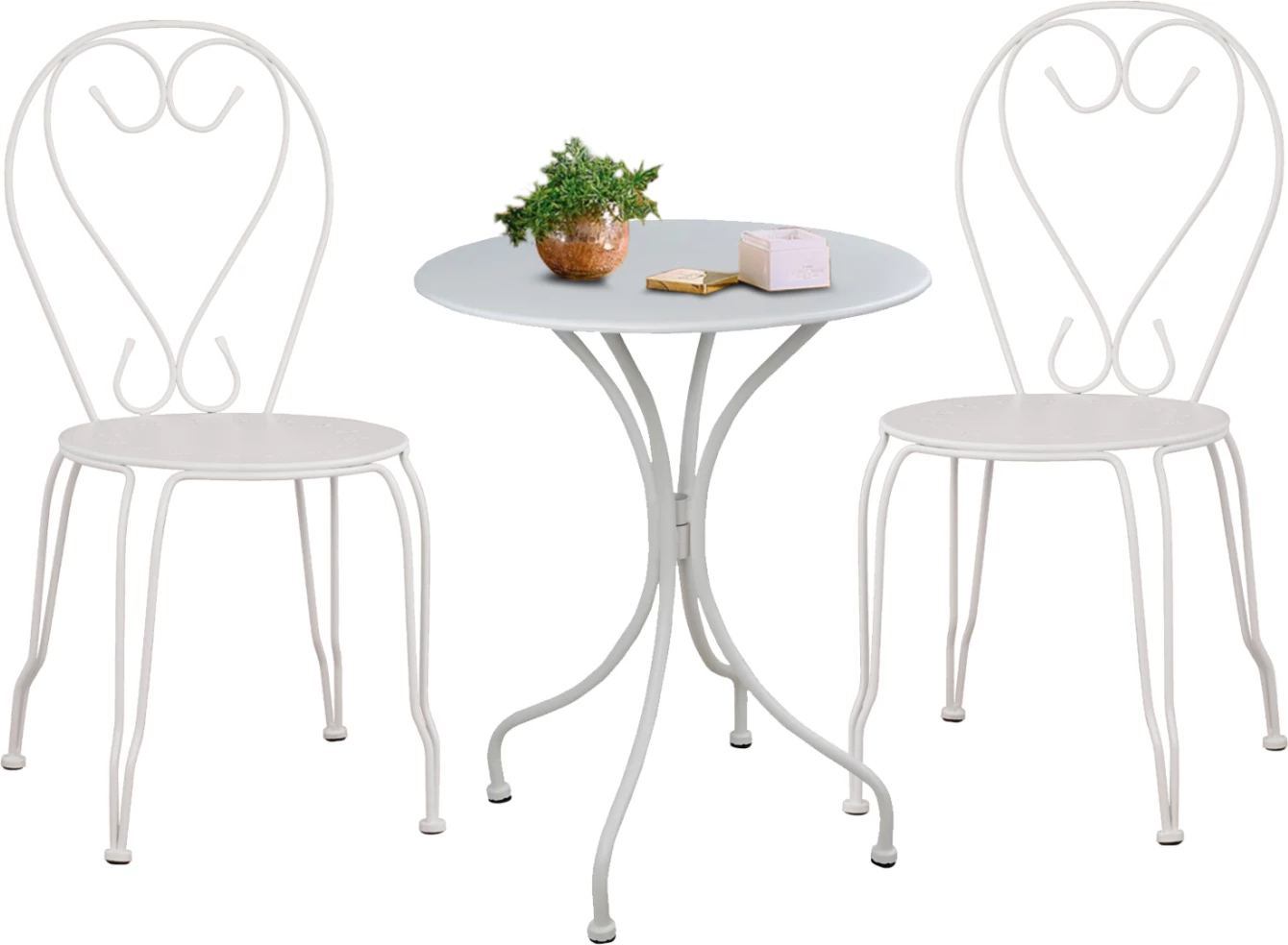 Set kopshti tavolinë & karrige FH11875, 3 pjesë, të bardha