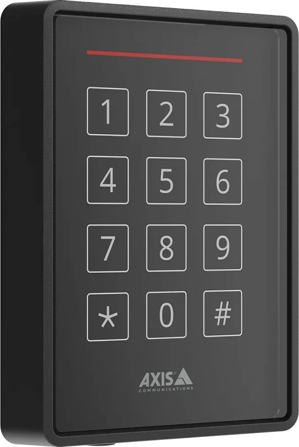 Lexues kontrolli qasje Axis A4131-E, RFID 13.56MHz, tastierë e ndriçuar, për jashtë, i zi