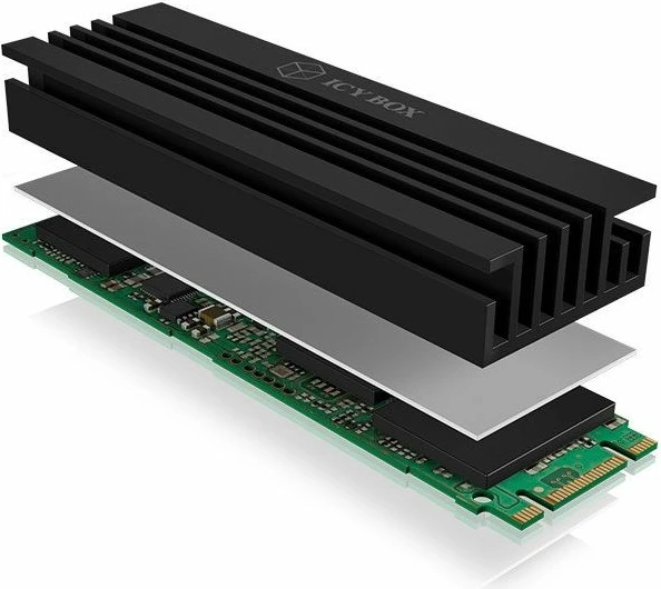 Ftohës pasiv për M.2 SSD ICYBOX IB-M2HS-70, M.2 2280, alumin, 3 sete thermal pads, e zezë