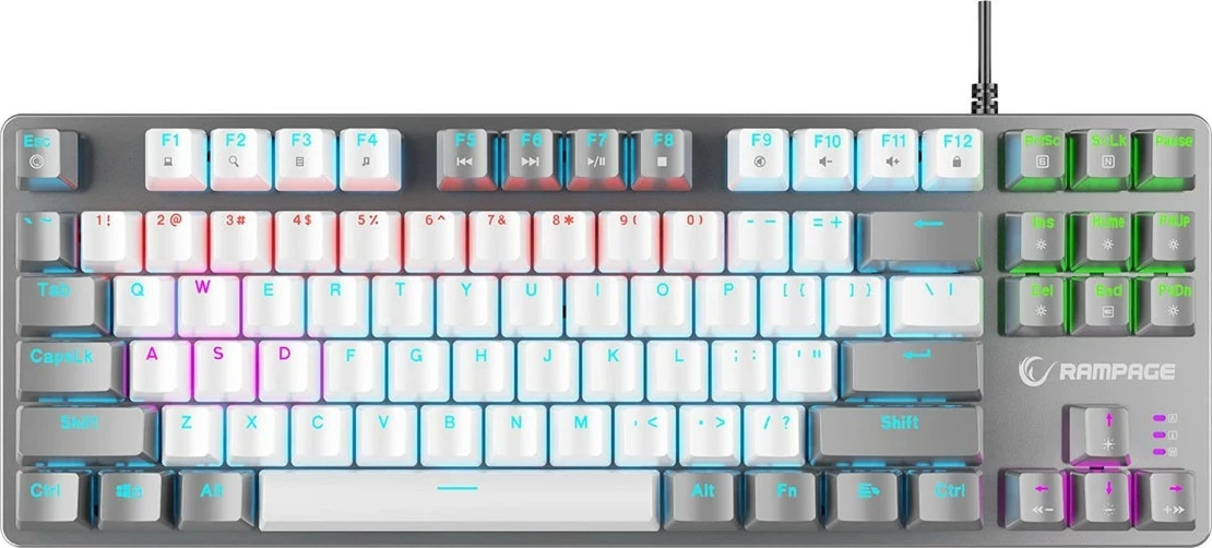 Tastierë mekanike gaming Rampage Snug RGB KRGD Red, 80%, anglisht, bardhë-gri