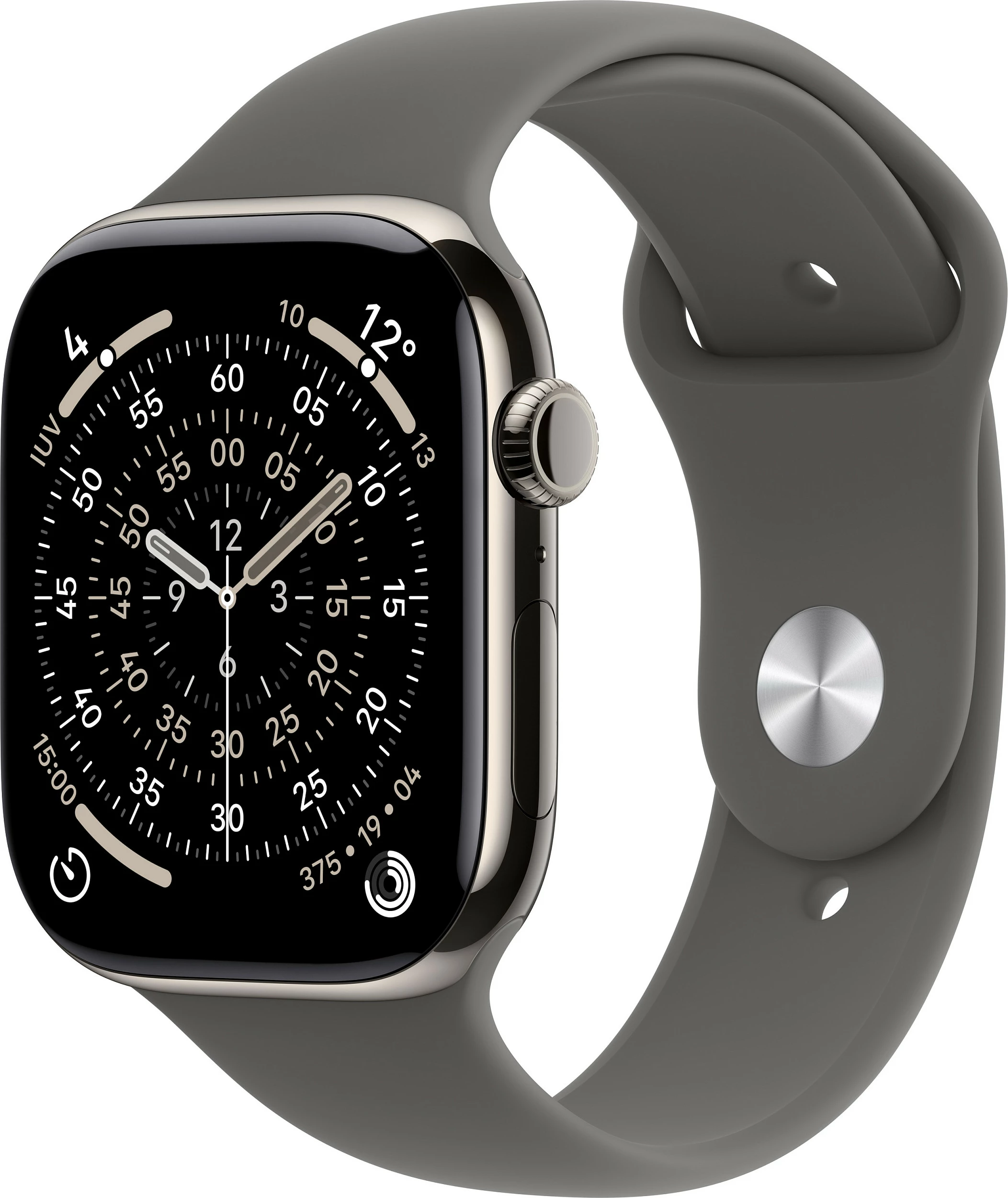 Smartwatch Apple Watch Series 11 GPS + Cellular 42mm, 64 GB, rrip sportiv M/L, Natural Titanium/Stone Grey