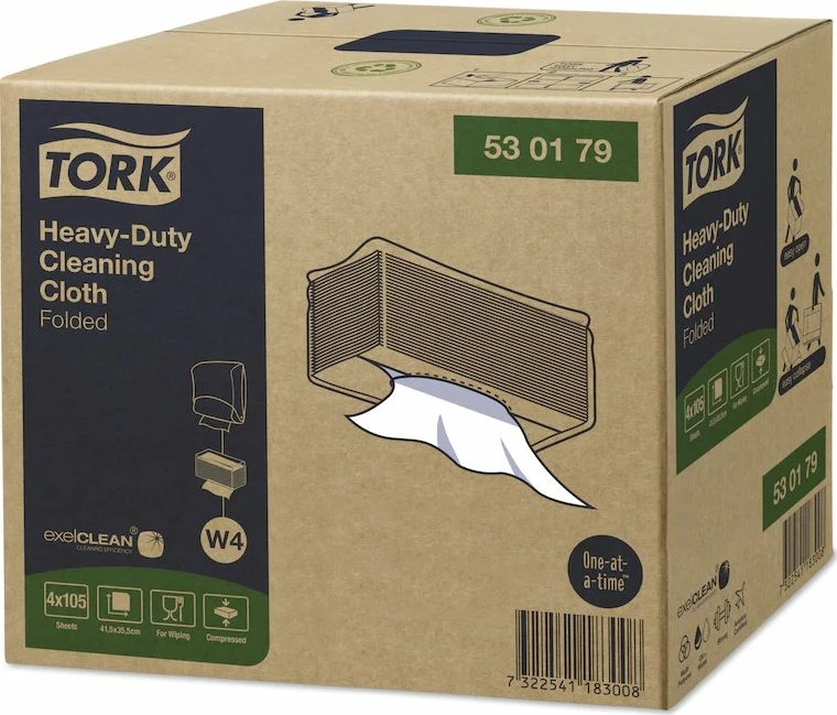Lecka pastrimi industriale nonwoven Tork 530179, W4 Top Pack, 105 copë, e bardhë