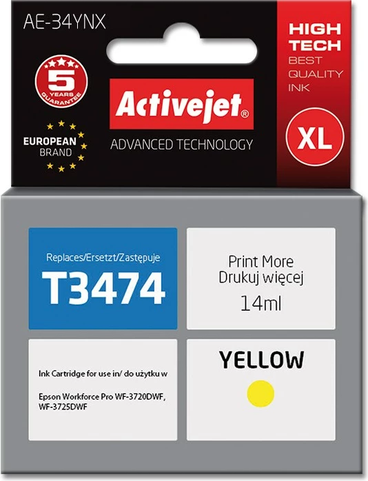 Ngjyrë zëvendësuese Activejet AE-34YNX për printer Epson, 14 ml 