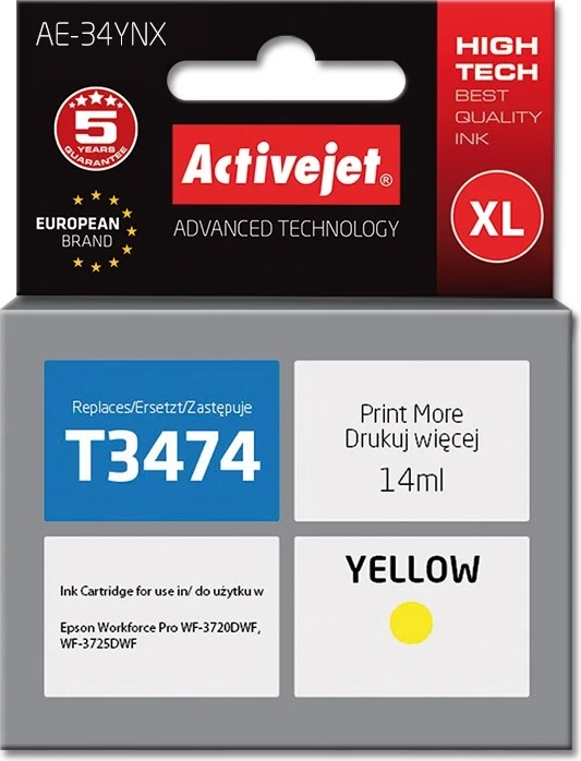 Ngjyrë zëvendësuese Activejet AE-34YNX për printer Epson, 14 ml 