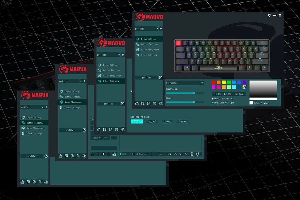 Tastierë mekanike Marvo Saber 61 KG933G EN, 60%, RGB, ZDZ Red, US layout, e zezë