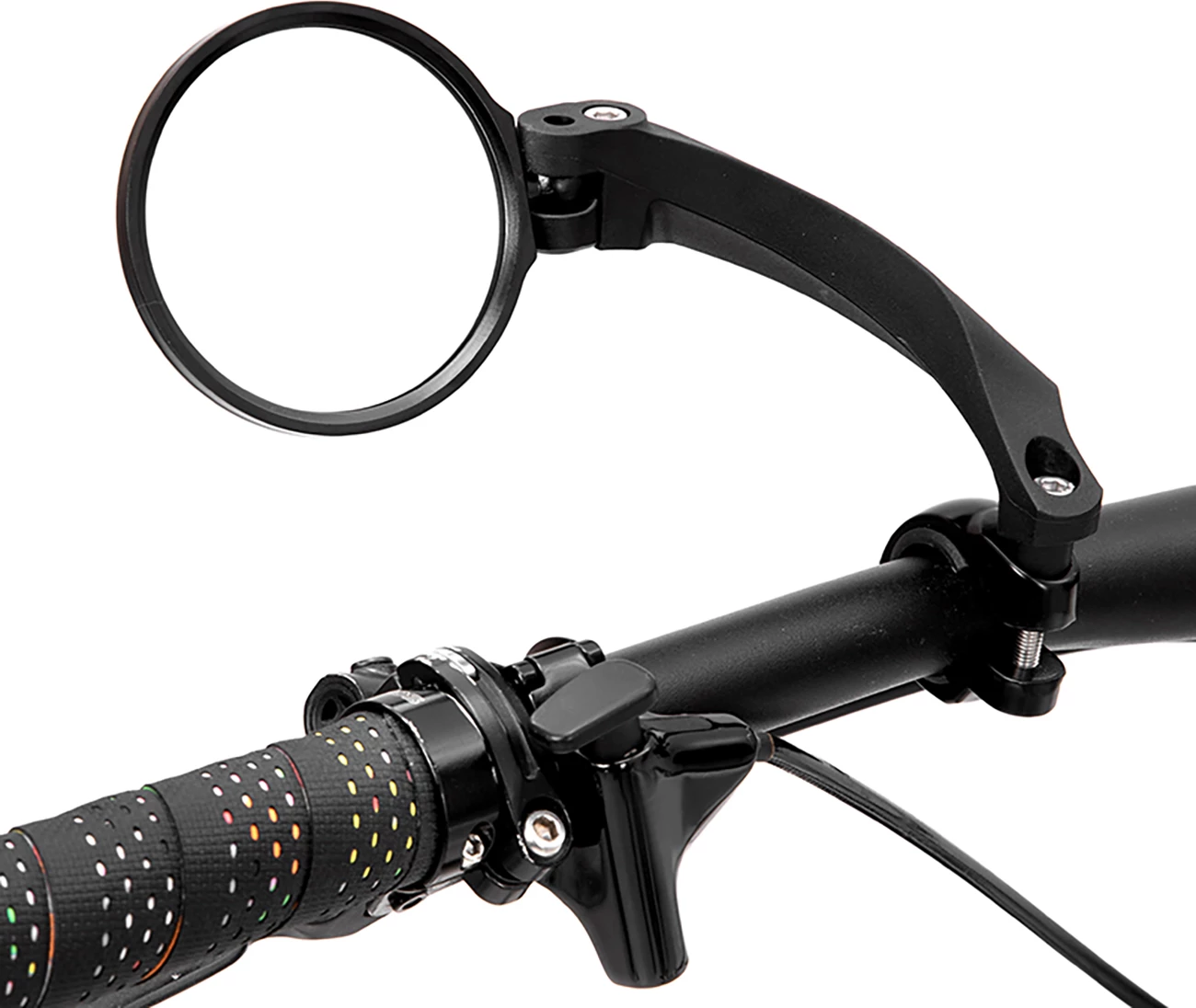 Pasqyrë retrovizore biçiklete e majtë, Wozinsky WLR-01I, përshtatje timoni 20-24 mm, rrotullim 360°, xham 75x75 mm, e zezë