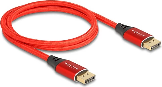 Kabllo DisplayPort DeLOCK 2.1, 1 m, 16K 60Hz, 40 Gbps, e kuqe
