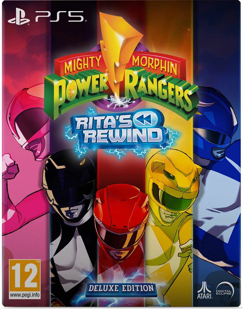 Lojë PS5 Atari Mighty Morphin Power Rangers: Rita's Rewind Deluxe Edition, set me 6 kartela koleksionuese + steelbook + kartolinë lentikulare + poster
