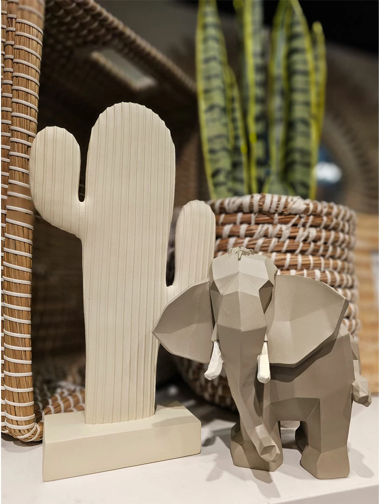 Dekor elefant ZOO, polirezine, ngjyrë bezhë, 17x11x17cm