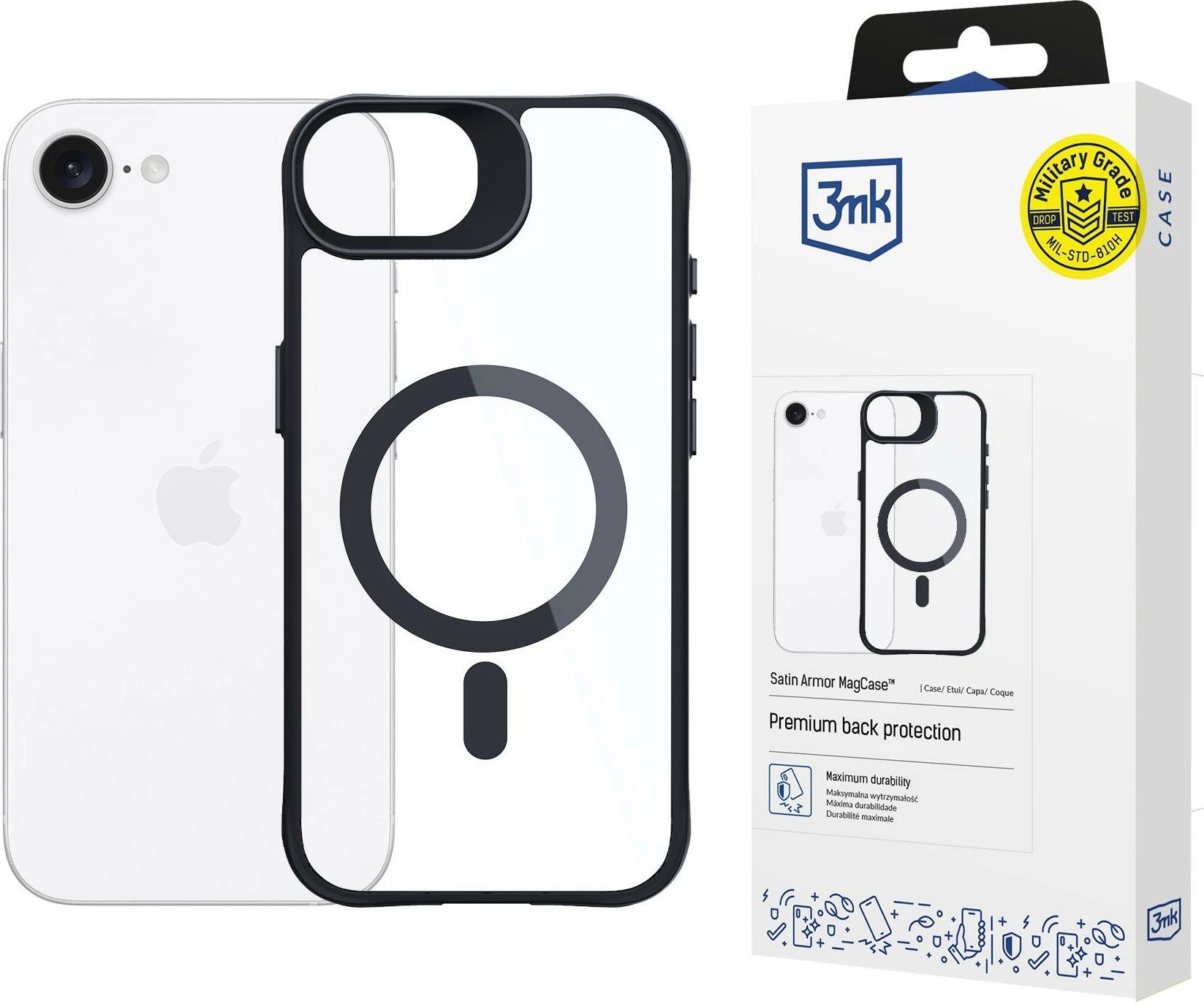 Mbështjellës 3mk Satin Armor MagCase për iPhone 16e/SE 4, Transparent