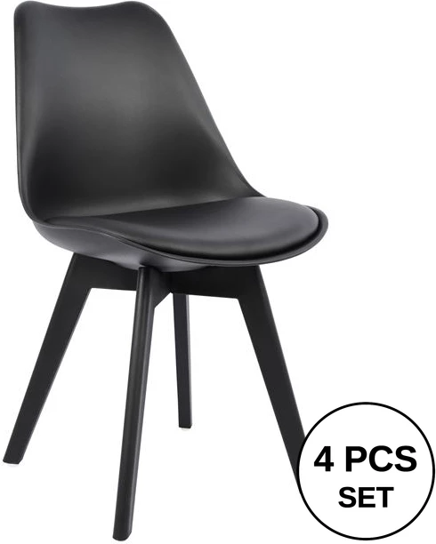 Karrige Vegas FH0033.32 polipropilenë-PU-e zezë 47,5x55x82 cm, set prej 4 copë