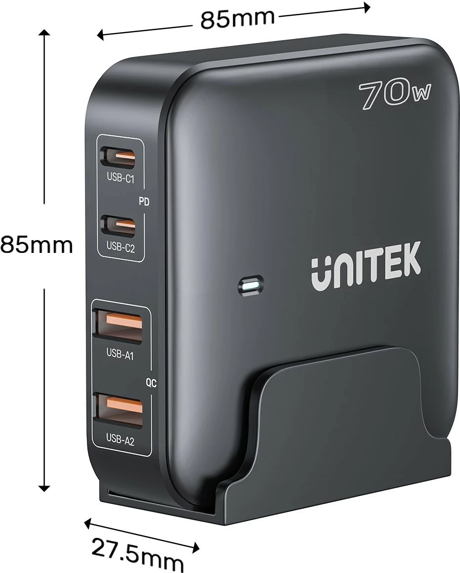 Karikues tavoline Unitek GaN 70W 2xUSB-A 2xUSB-C