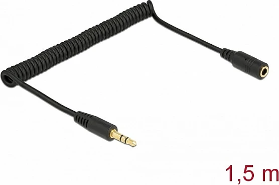 Kabllo zgjatëse audio DeLOCK 3.5mm Stereo, male në female, 1.5m, e zezë