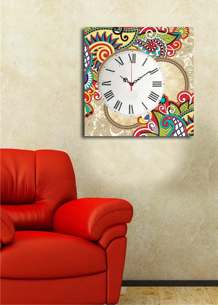 Orë muri dekorative prej kanavace, shumëngjyrëshe, Wallity 4545CS-44, 45x45cm
