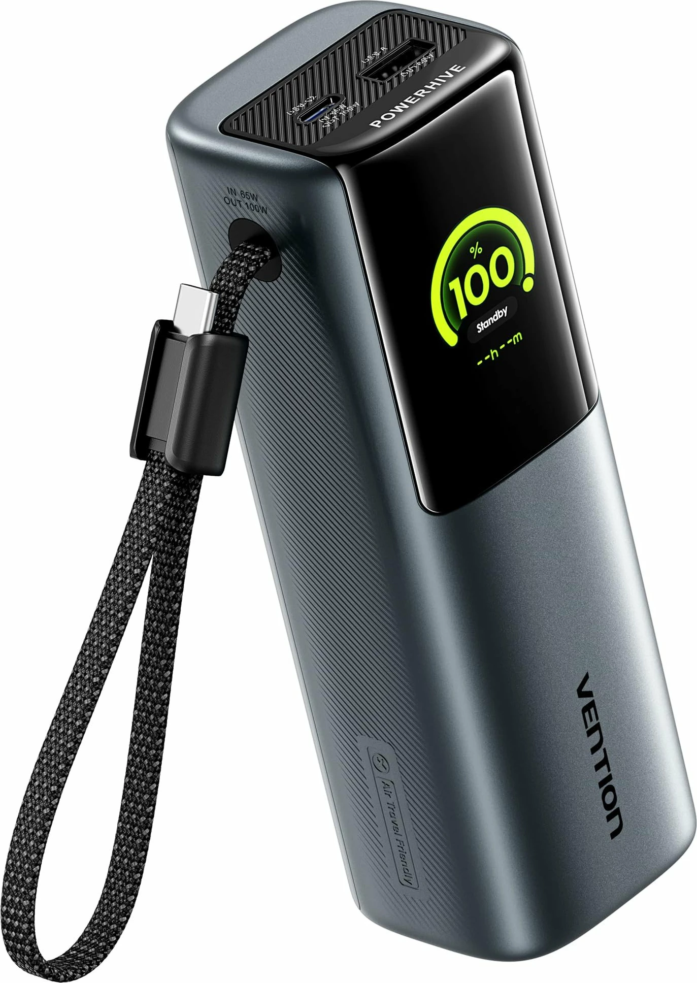 Powerbank Vention Powerhive 20000mAh 165W me ekran, Gri