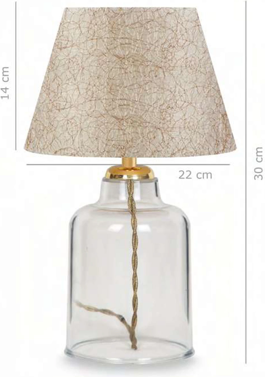 Llambë tavoline FH7583.03 kapak i artë, bazë transparente, shtyllë e artë