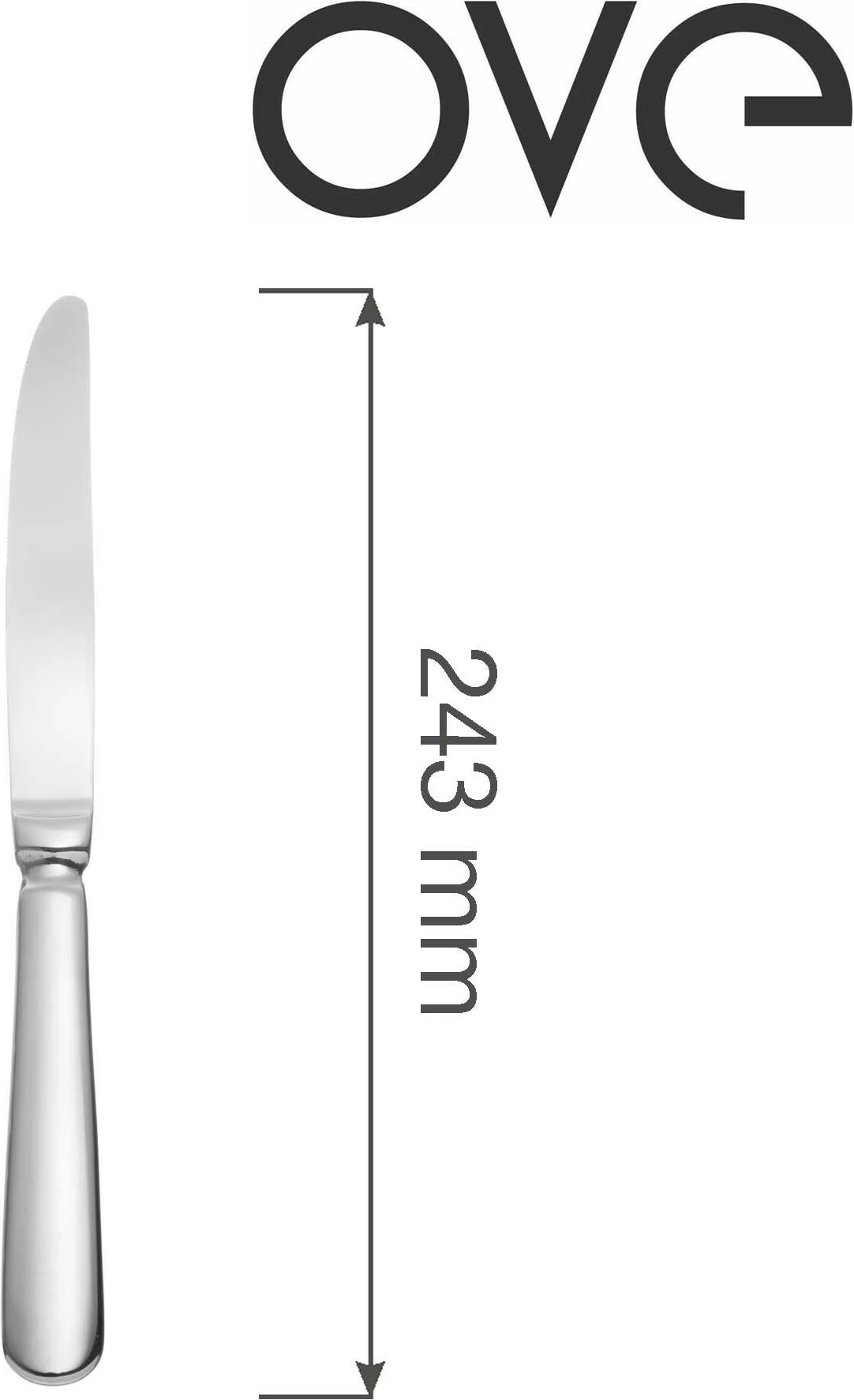 Thikë tavoline, OVE, Baguette, 243 mm, set 12 copë, argjend