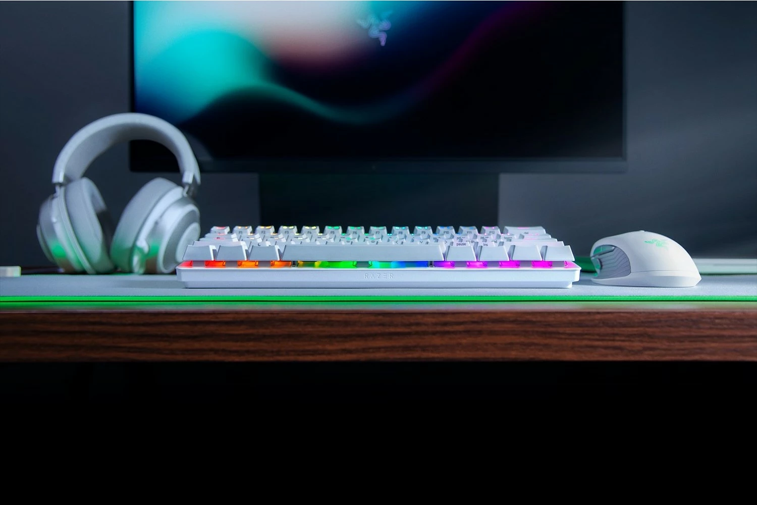 Tastierë Razer Huntsman Mini Mercury, RGB, 60%, e bardhë