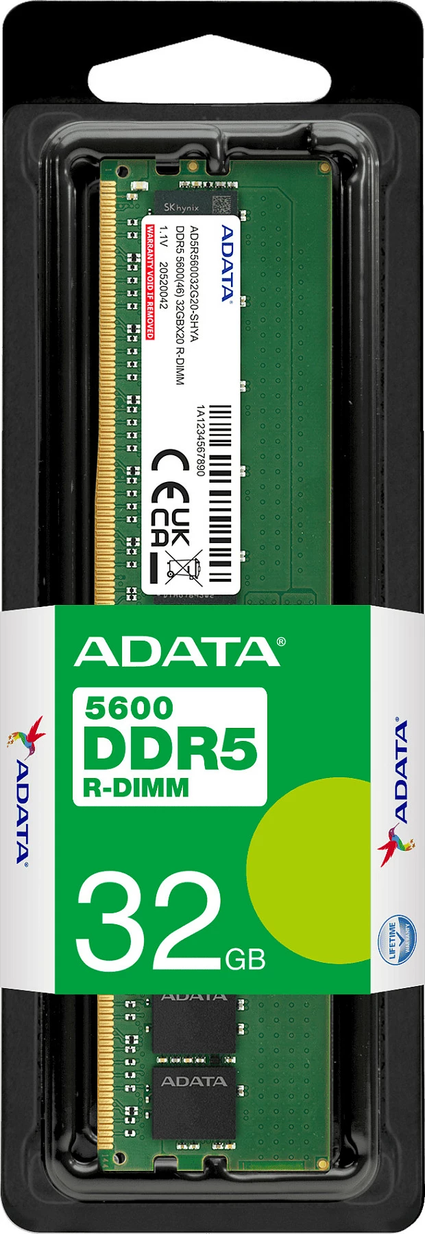 RAM Memorje ADATA AD5R560032G20-SHYA, 32GB DDR5 5600MT/s R-DIMM ECC, 288-pin