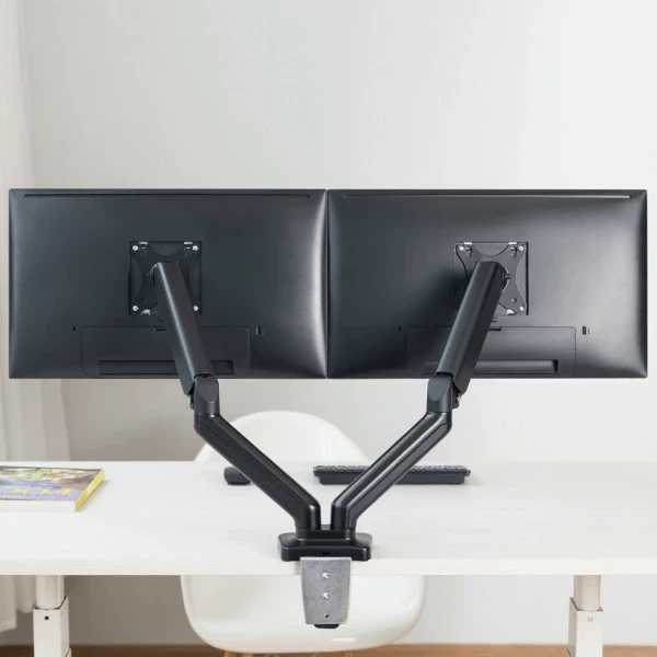 Mbajtës për dy monitorë UVI Dual Gas Spring VESA UVIDVGSDM 17–32\", 2x9 kg, montim në tavolinë, zi