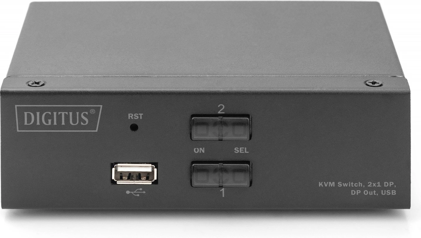 Switch KVM, Digitus DS-12851, 2 porta, 4K 60Hz, 2xDisplayPort IN, 1xDisplayPort OUT, 2xUSB, Audio IN & OUT