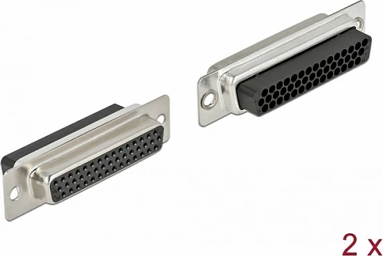 Konektor DeLOCK D-Sub HD 44-pin femër, krimp, metal, 2 copë, zi/argjend