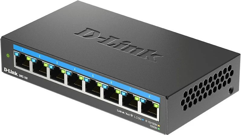 Switch D-Link DMS-108, 8-Port 2.5G, pa menaxhim, metalik