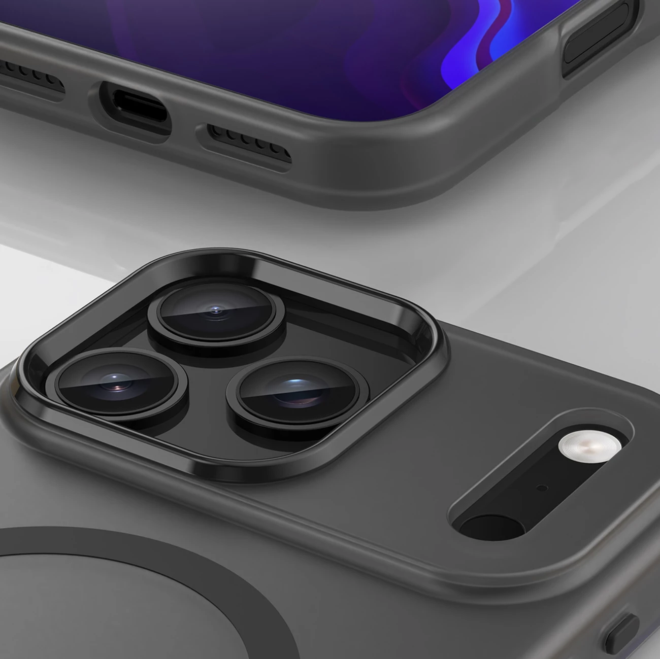 Mbështjellës Hurtel Magnetic Abrasive për iPhone 17 Pro Max, MagSafe, i zi mat