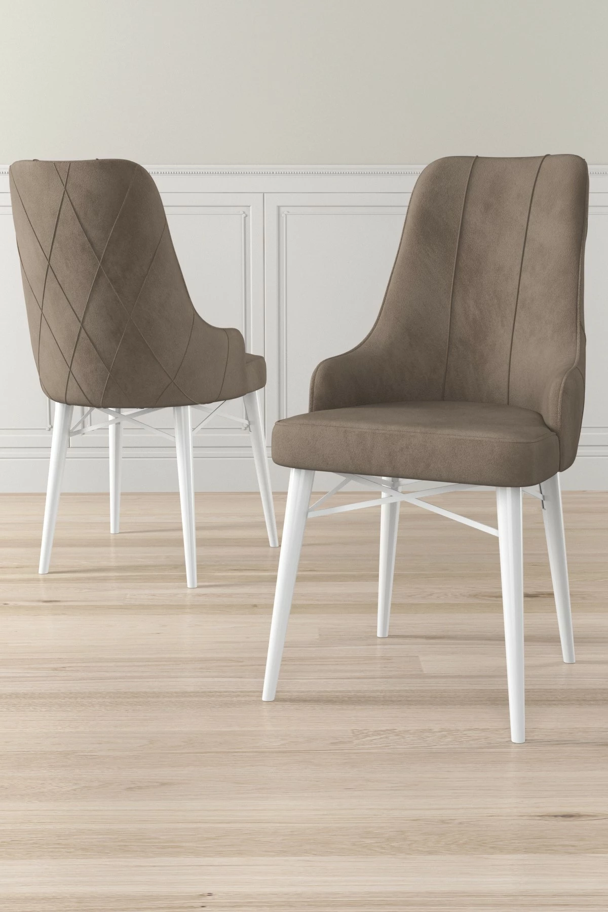 Set karrigash (4 copë) Hanah Home, Neta, kapuçino, e bardhë