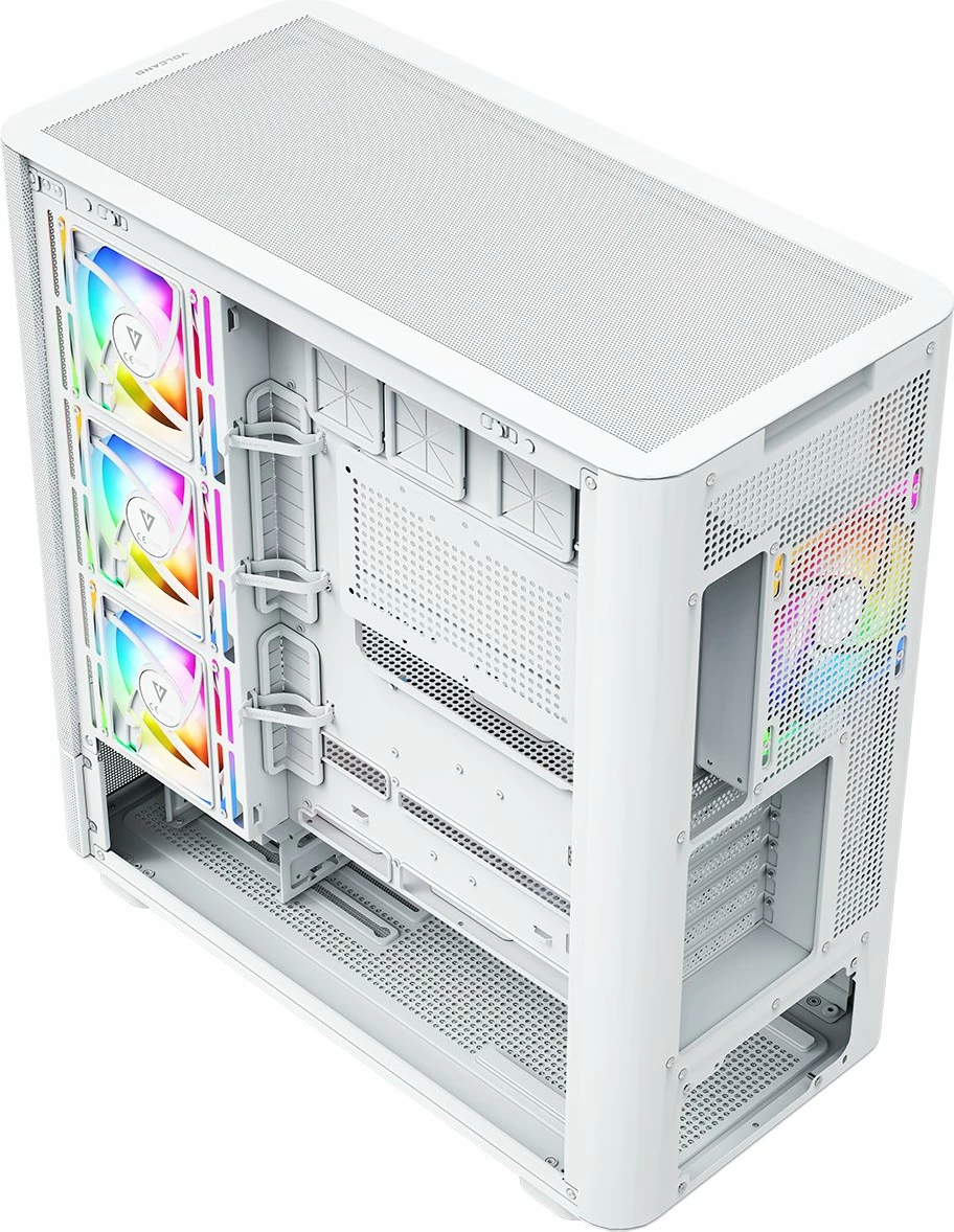 Kasë Modecom Volcano AQ400 ARGB MC-A-AQ400-4FA-W, Midi Tower ATX/mATX/ITX, LCD ekran, 4x120mm ARGB, e bardhë